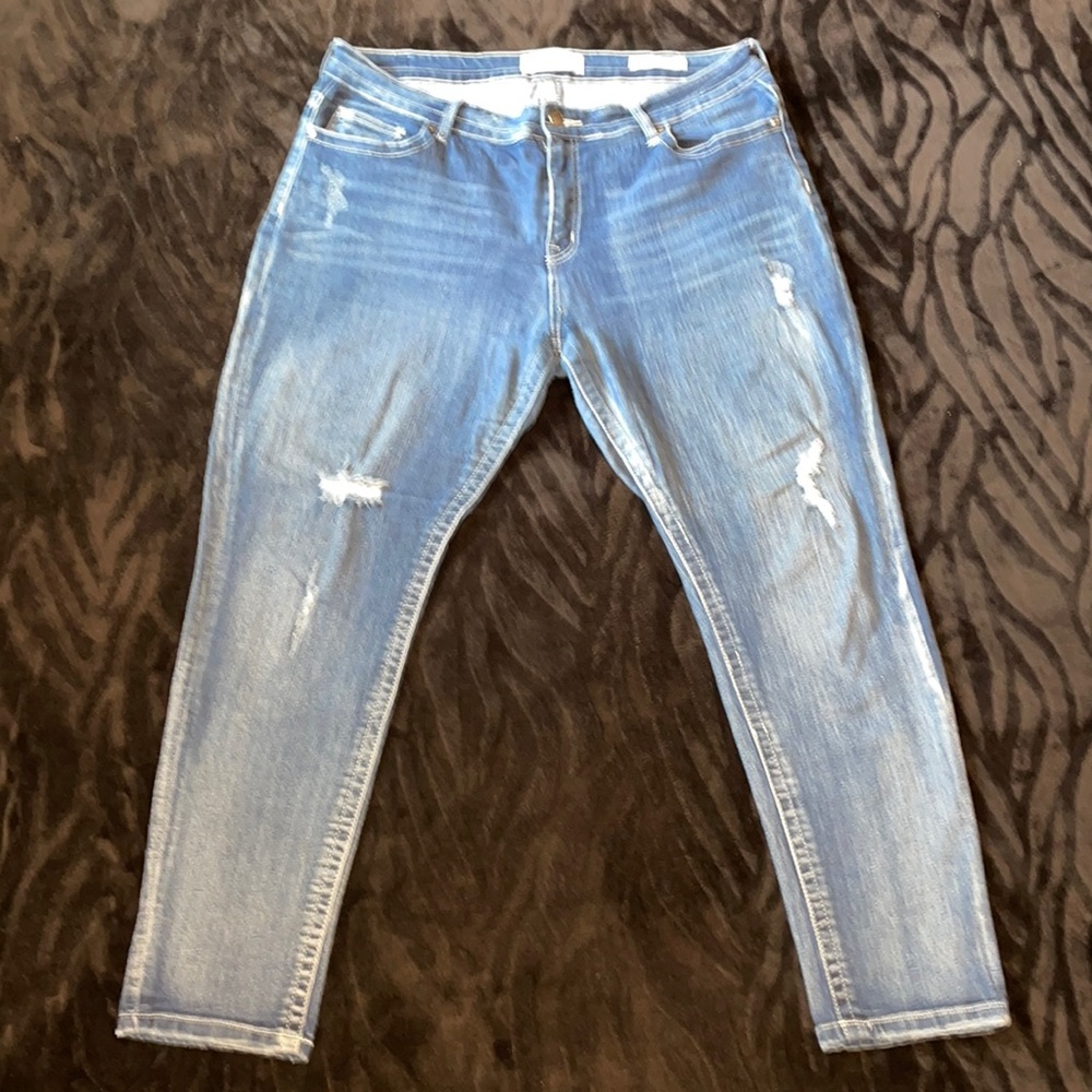 VGS Jeans Roll up Skinny Sz 18 blue jeans w stitching accent on pockets
